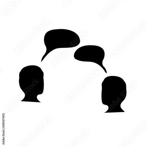 Silhouette of two people with conversation bubbles showing connection and communication