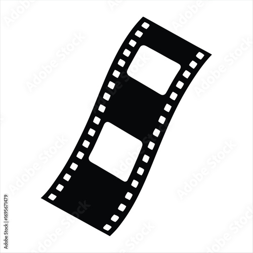 Film strip silhouette depicting classic cinema and filmmaking history art