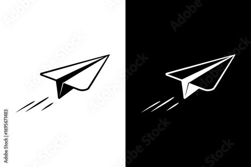 Paper Plane Icon. Clean Vector Silhouettes for Quick Send and Modern Design