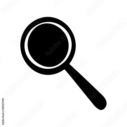 Black magnifying glass icon on white background for searching and finding tool