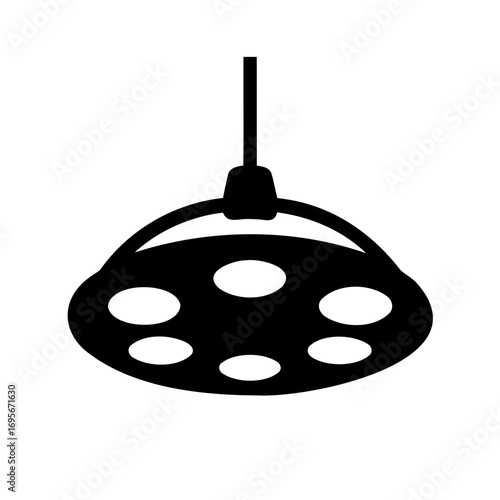 Black and white vector image of a surgical operating room light