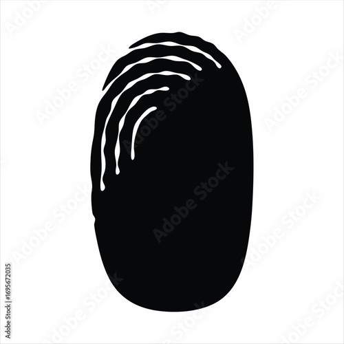Stylized Fingerprint Illustration with Interrupted Ridges in Minimalist Black and White