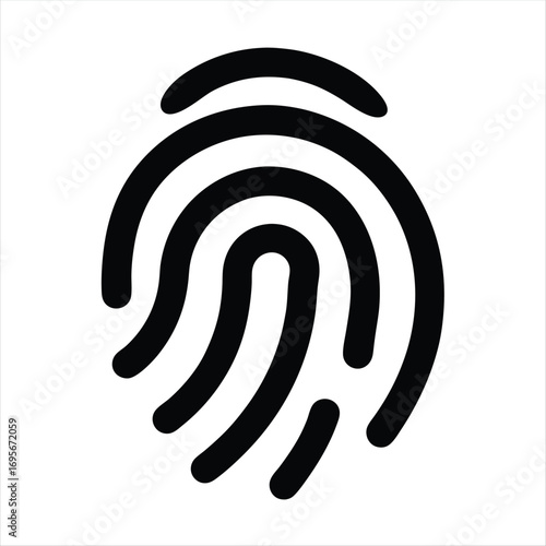 Stylized black fingerprint icon representing personal identification and biometric security