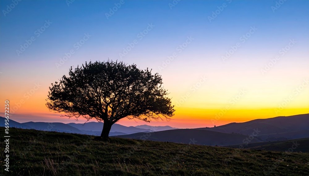 Obraz premium Silhouette tree against gradient sky