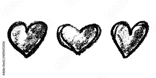 Set of simple hand drawn heart drawing illustration Scribble heart doodle Love clipart Single element for print, web, design, decor