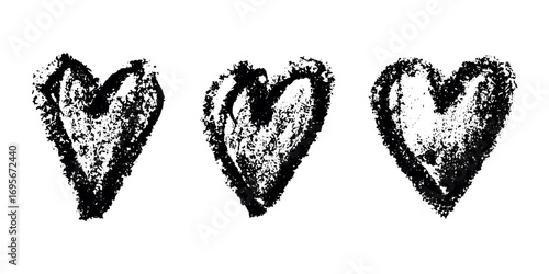 Set of simple hand drawn heart drawing illustration Scribble heart doodle Love clipart Single element for print, web, design, decor