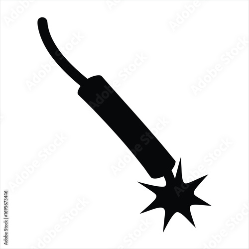 Black Silhouette Illustration of a Cowboy Boot Spur with Curved Shank