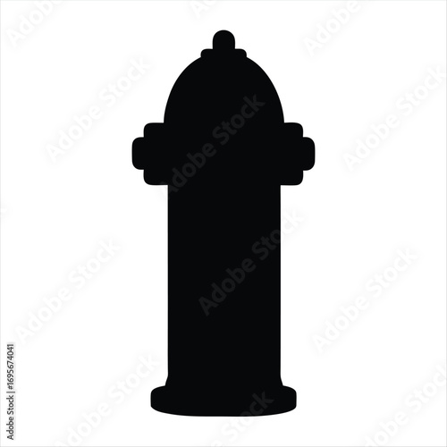 Black fire hydrant silhouette isolated against a white background in vector format