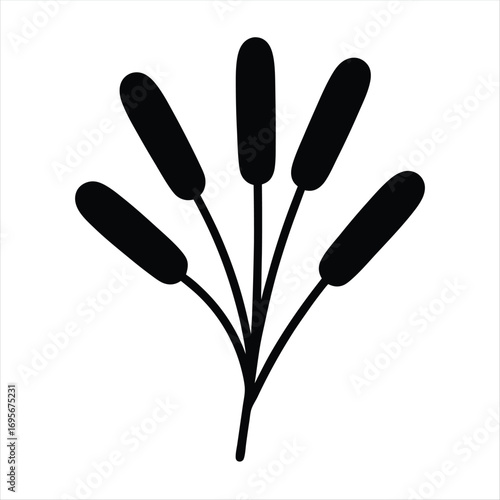 Abstract Silhouette of a Plant with Seed Heads on Thin Stems