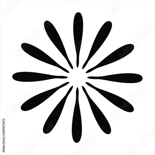 Abstract Burst Design in Black and White with Repeating Petal Shapes