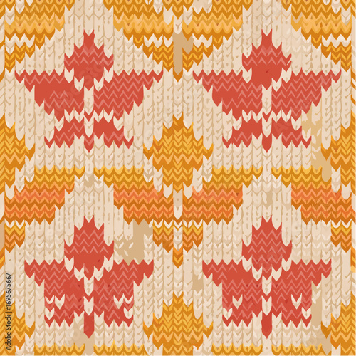 Cozy knit sweater seamless vector pattern in autumn colors