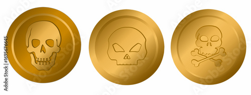 Skull head bronze coin 3D