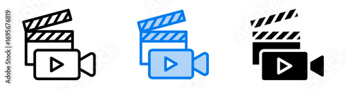 Video icon set multiple style collection