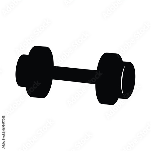 Isolated Black Dumbbell on White Background for Strength Training Illustration