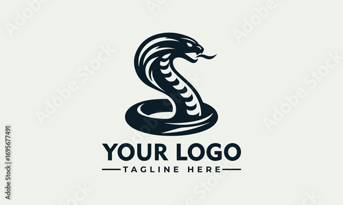 A stylized cobra snake logo design with a raised hood and curled body, ready to strike.