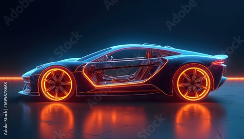 Futuristic Car Design Visualized Through High-Tech Glowing Structures