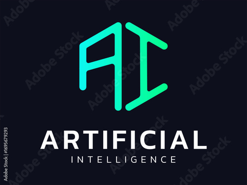 Artificial intelligence with letter AI alignment Hexagon shapes technology Analysis logo vector design concept. AI technology logotype symbol for advance technology, ui, identity, robotic, inovation.