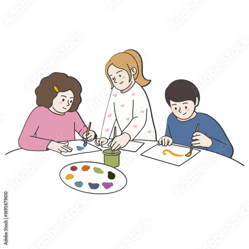 Kids drawing in art class