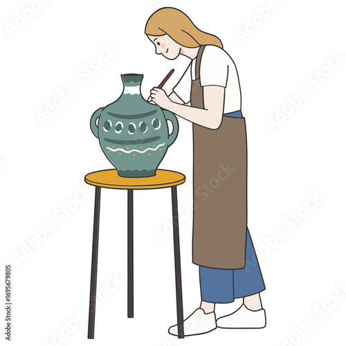 Painting pottery, art class