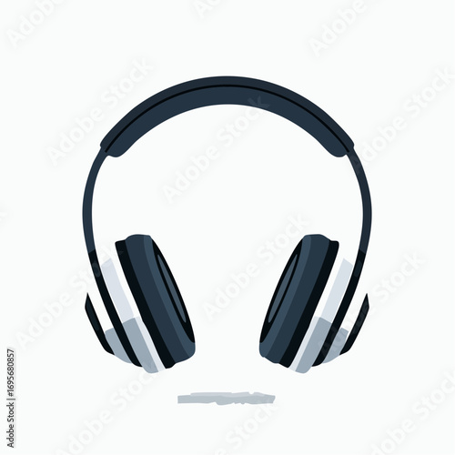 A clean and modern vector art depiction of over-ear headphones, representing the concept of personal audio, music streaming, and digital sound