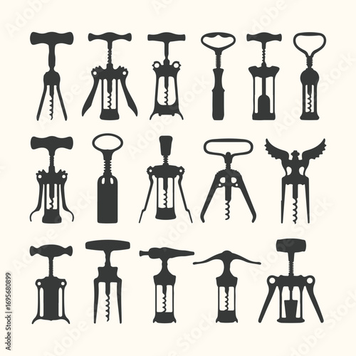 Vector art of collection of various corkscrew designs