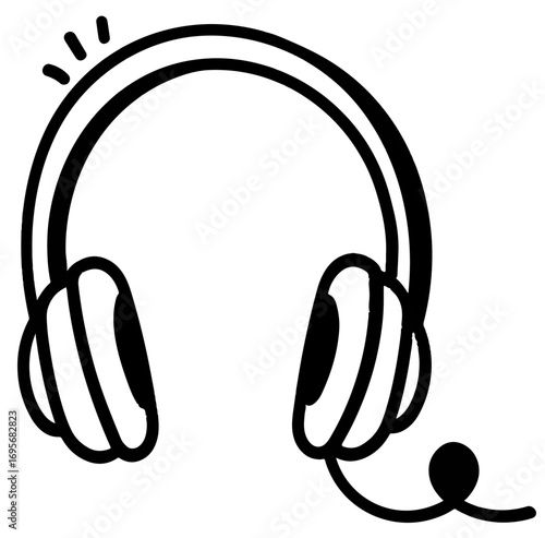 Headphones in Simple Black Line Art