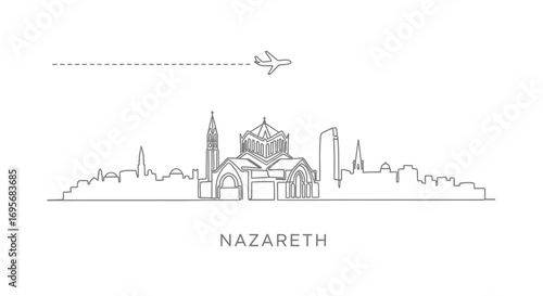 Nazareth skyline Minimalist illustration.