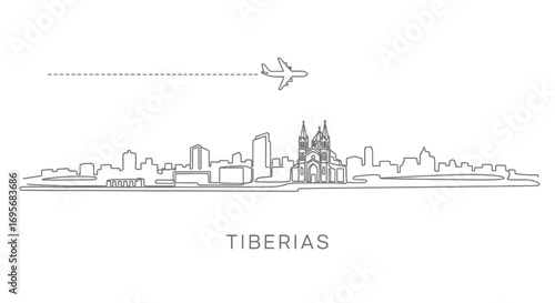 Tiberias Skyline Airplane flight outline.