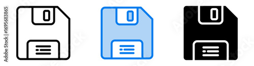 Save icon set multiple style collection