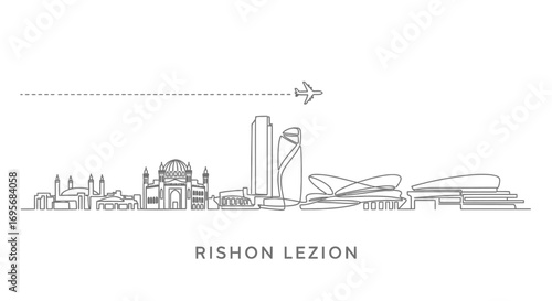 Rishon Lezion Skyline with Israel City line.