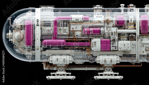 Transparent submersible, intricate details