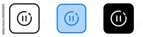 Pause icon set multiple style collection