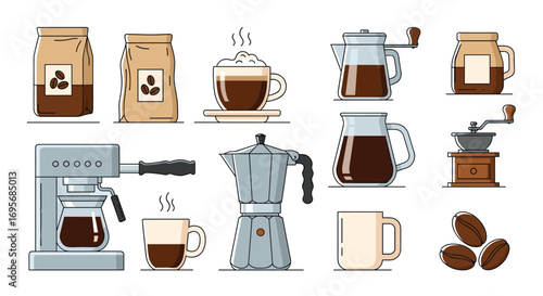 Discover your perfect brew with this delightful collection of coffee making essentials and delicious beans