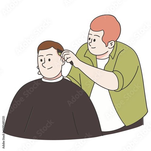 Young man sitting in barber shop