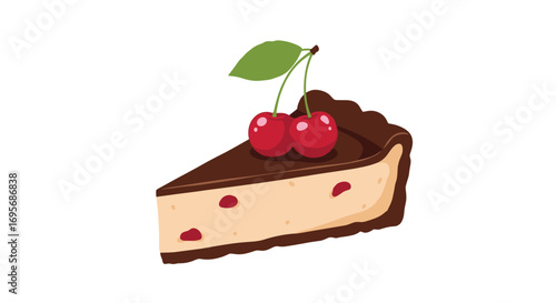 Indulgent slice of cherry chocolate cheesecake offers a sweet escape for any occasion