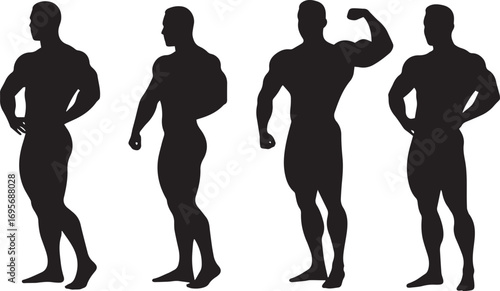 Male Bodybuilder Silhouettes In Poses fitness muscle