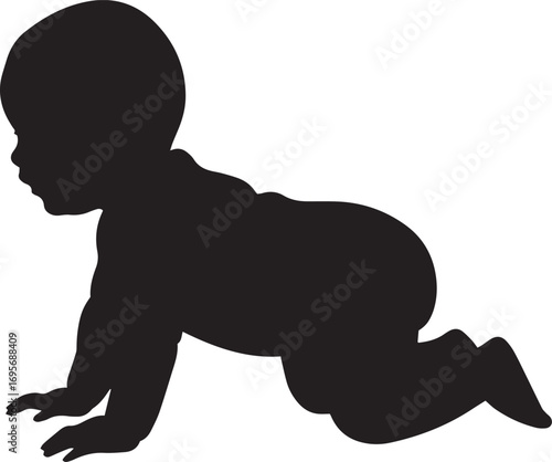 Silhouette of a Baby Crawling infant child