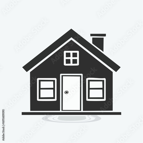 Simple House Icon Graphic A Classic Silhouette of Home, Family, and Real Estate