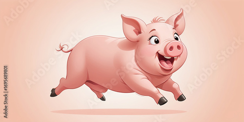 Pig Jumping Happily