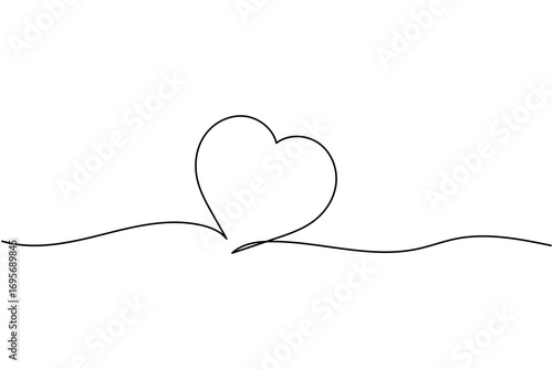 Heart shape one line art illustration minimal romantic love shape isolate outline vector