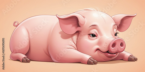 Sleepy Pig on the Ground
