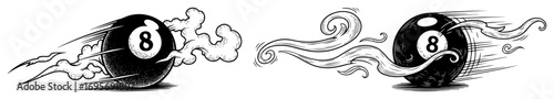 vector flaming eight ball pool icon set