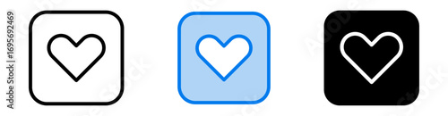 Heart icon set multiple style collection