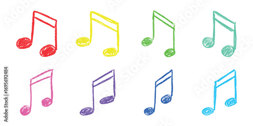 Set of musical note doodle. Hand drawn musical symbol. Single element for print, web, design, decor, logo