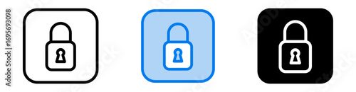 Lock icon set multiple style collection