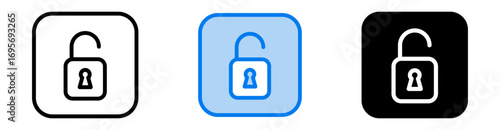 Unlock icon set multiple style collection