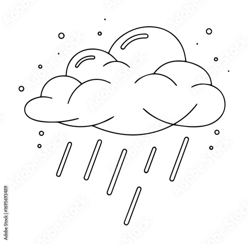cute weather icon with cloud rain and snow doodle