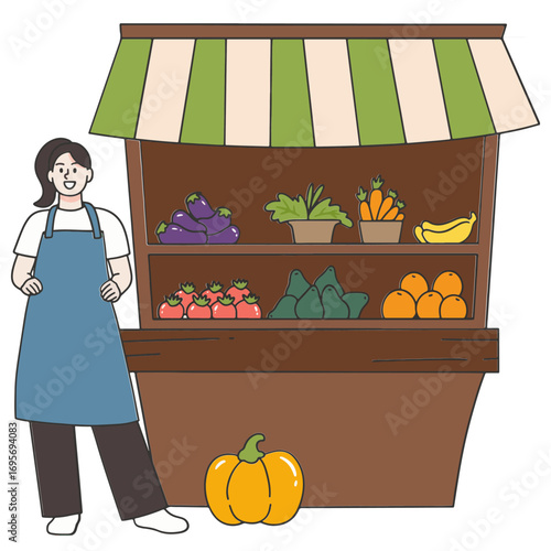 Vegetable market stall