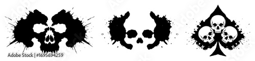 vector grunge skull splatter icons for tattoo or sticker