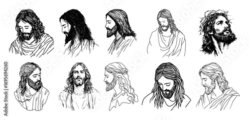 vector collection of jesus christ portrait sketches